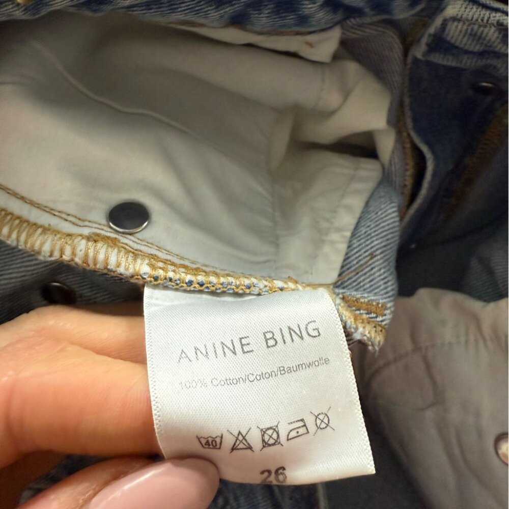 Anine Bing Etta Button Fly Straight Leg Classic Blue Women's Jeans - Picture 9 of 14